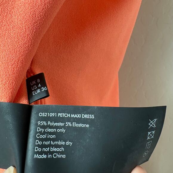 Solace London Dress One Shoulder Slit Open Back Petch Maxi Dress Orange Size 4 - Picture 10 of 10